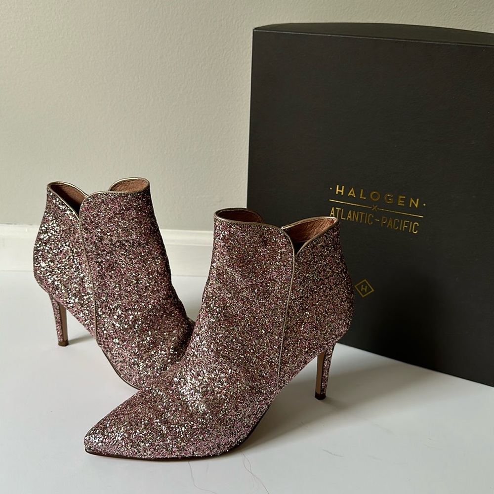 Pink & silver sparkle booties